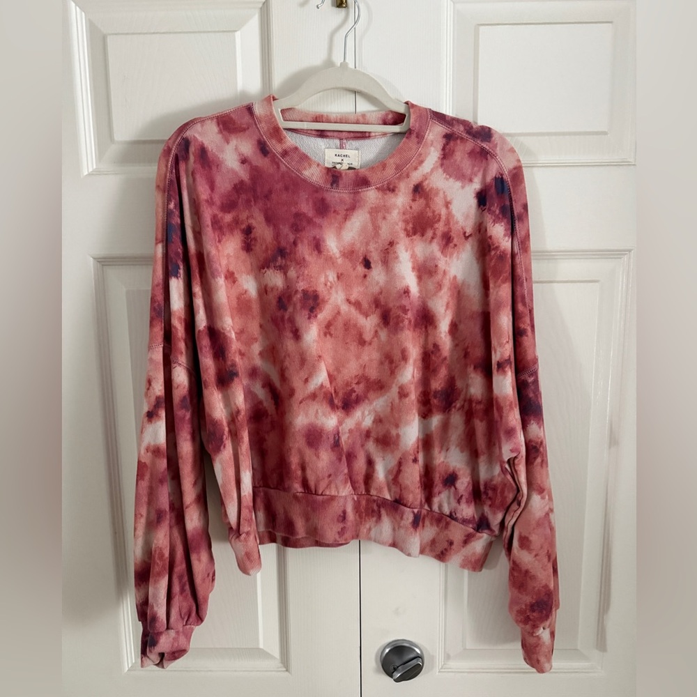 Anthropologie ORGANIC COTTON Tie-Die Cropped Crew Neck